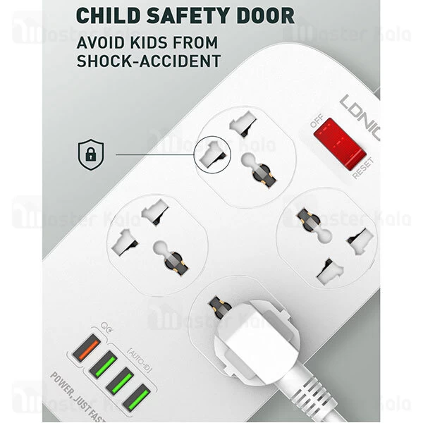 چند راهی برق LDNIO SC4407 Defender Series 4 USB Port Power Strip