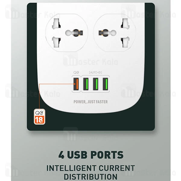 چند راهی برق LDNIO SC4407 Defender Series 4 USB Port Power Strip