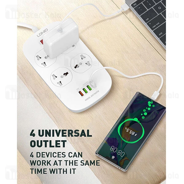 چند راهی برق LDNIO SC4407 Defender Series 4 USB Port Power Strip