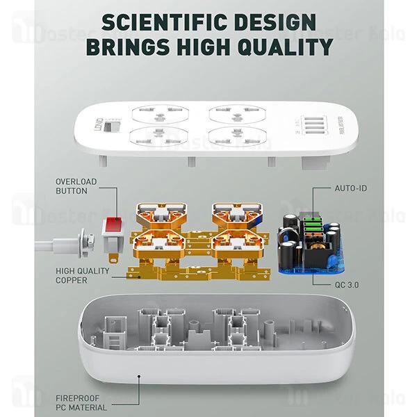 چند راهی برق LDNIO SC4407 Defender Series 4 USB Port Power Strip