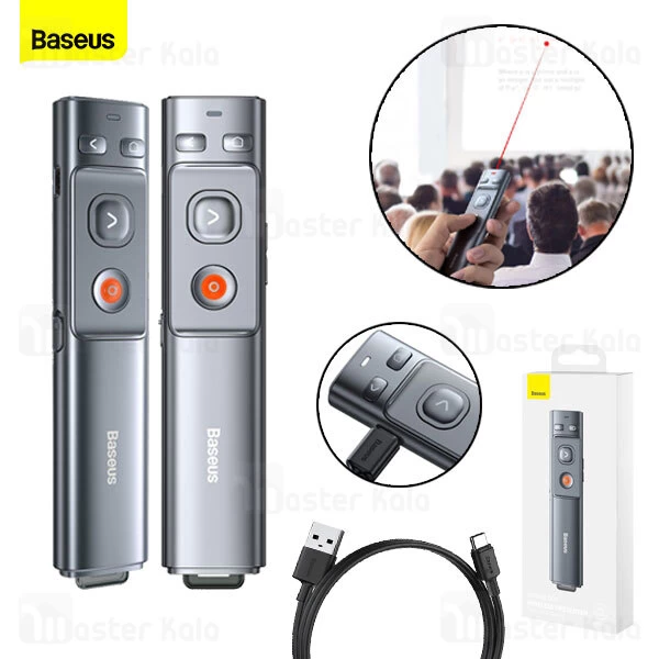 پوینتر و پرزنتر بیسوس Baseus Orange Dot Wireless Presentor Red Laser Charging WKCD000013
