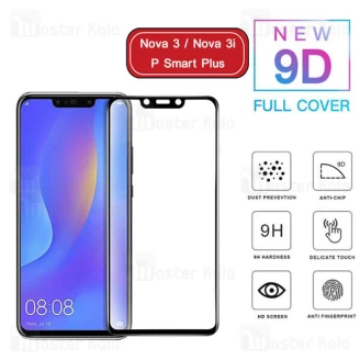 محافظ صفحه شیشه ای تمام صفحه تمام چسب هواوی Huawei Nova 3 / Nova 3i / P Smart Plus 9D Glass