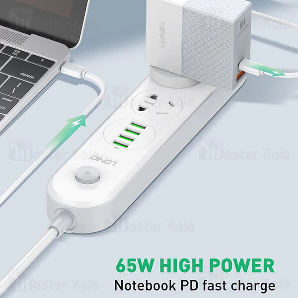 شارژر دیواری LDNIO A2620C PD Fast Wall Charger 65W With Cable