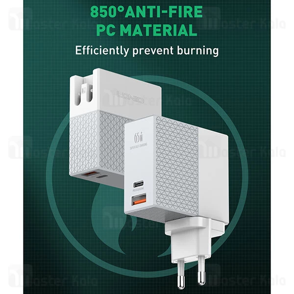 شارژر دیواری LDNIO A2620C PD Fast Wall Charger 65W With Cable