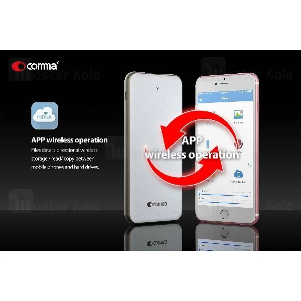 فلش وایرلس 32 گیگ و پاوربانک 5000 میلی آمپر کاما Comma Slim Box