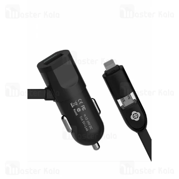 شارژر فندکی توتو Totu Good Partner 3.4A با کابل دو کاره متصل