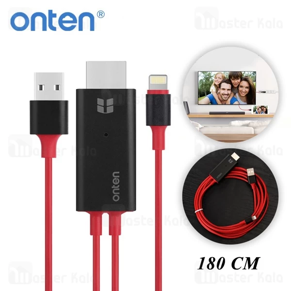 کابل HDMI لایتنینگ ONTEN OTN-7575S Plug And Play انتقال تصویر و شارژ