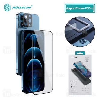 محافظ صفحه شیشه ای تمام صفحه آیفون Apple iPhone 12 Pro Nillkin Amazing 2-in-1 HD Glass + محافظ لنز