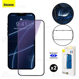 پک 2تایی محافظ تمام صفحه شیشه ای ضد اشعه Apple iPhone 13 Pro Max Baseus Anti-Blue Light SGQP010501