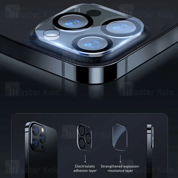 محافظ لنز شیشه ای ایفون 12 پرو / پرو مکس Baseus Full-Frame Lens Film SGQK000102