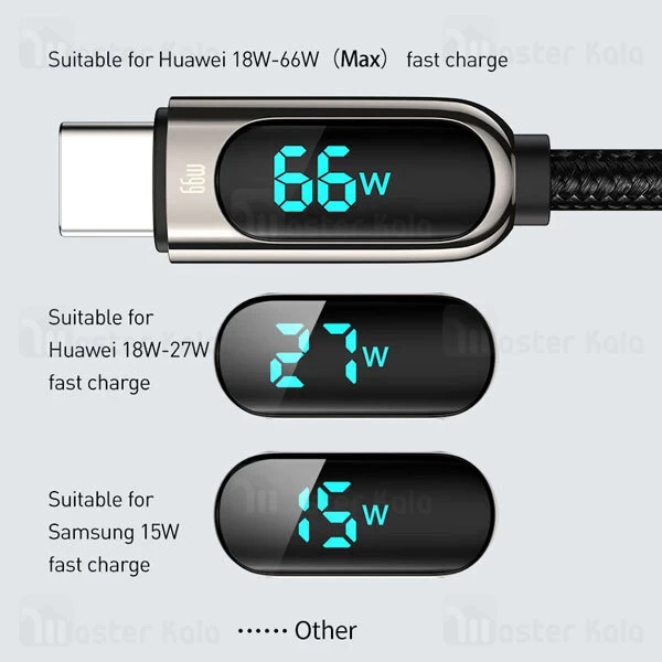 کابل Type C فست شارژ بیسوس Baseus Display USB to Type-C CASX020001 طول 1 متر و توان 66 وات