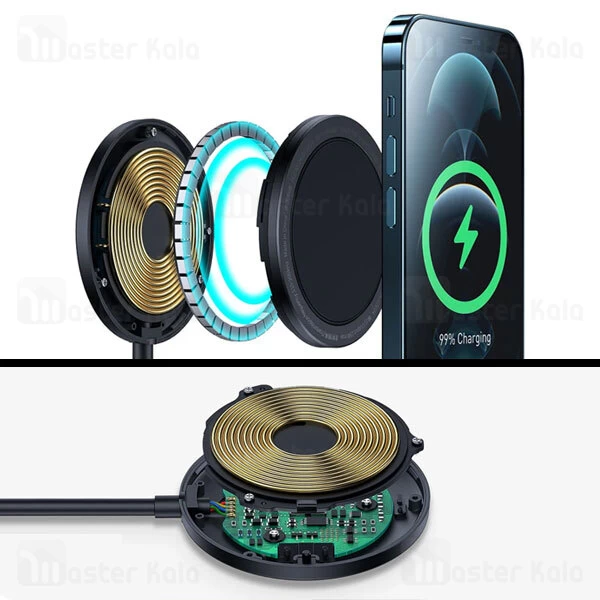 هولدر و شارژر وایرلس بیسوس Baseus Simple Magnetic CCJJ000001 توان 15 وات مناسب آیفون 12 به بعد