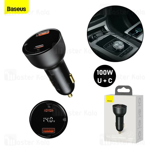 شارژر فندکی Baseus Superme Digital Display Dual U + C PPS Car Charger 100W CCZX-01