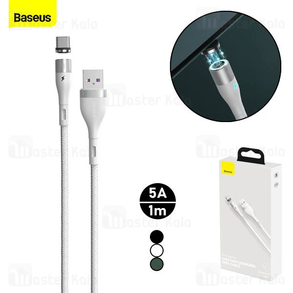 کابل تایپ سی Baseus Zinc Magnetic Type C CATXC-N01 Data Cable 1m 5A