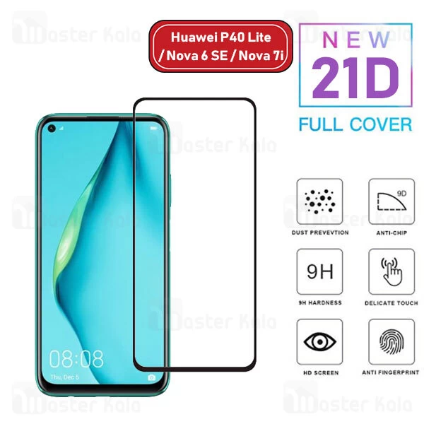 محافظ صفحه شیشه ای تمام صفحه تمام چسب هواوی Huawei P40 Lite / Nova 6 SE / Nova 7i 21D Glass