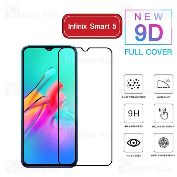 محافظ صفحه شیشه ای تمام صفحه تمام چسب اینفینیکس Infinix Smart 5 9D Glass