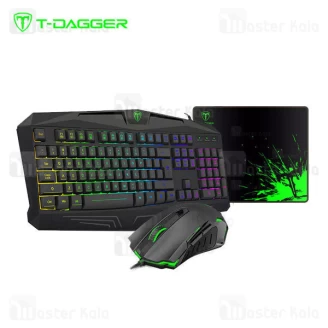 پک گیمینگ T-Dagger 3in1 Combo T-TGS006 Mouse Keyboard Mouse Pad Set کیبورد ، موس ، موس پد