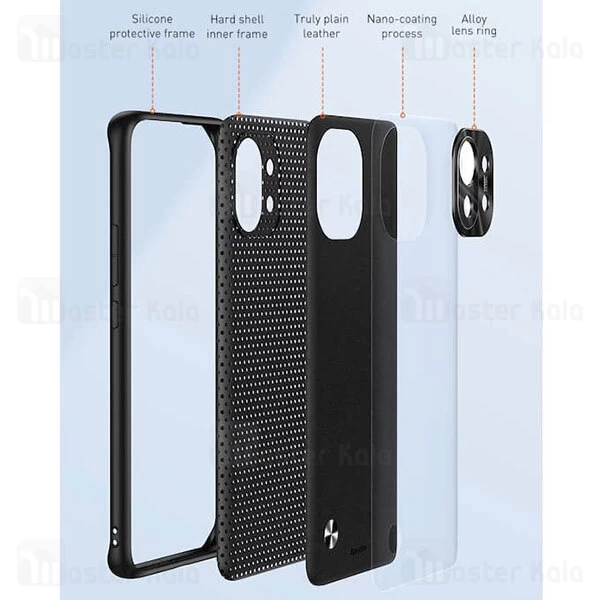 قاب محافظ لنز چرمی Xiaomi Mi 11 Baseus Alloy Leather WIXM11-01 Protective Case With a Camera Cover