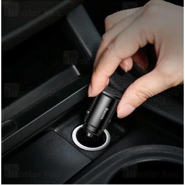 شارژر فندکی فست شارژ Baseus Square metal PPS QC4.0 CCALL-AS01 توان 5 آمپر با پورت Type C