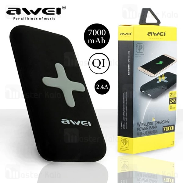 پاوربانک وایرلس 7000 میلی آمپر اوی AWEI P98K Power Bank توان 2.4 آمپر