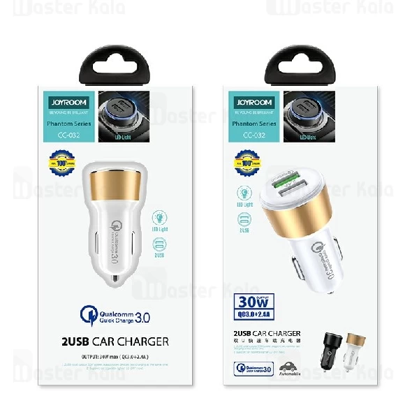 شارژر فندکی فست شارژ جویروم Joyroom CC-032 Phantom QC 3.0 دو پورت