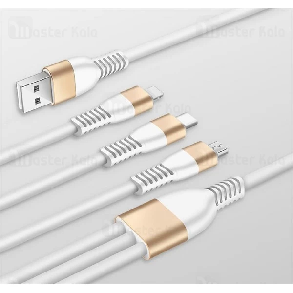 کابل سه سر جویروم Joyroom JR-S318 3 in 1 Data توان 2.4 آمپر و طول 1.5 متر