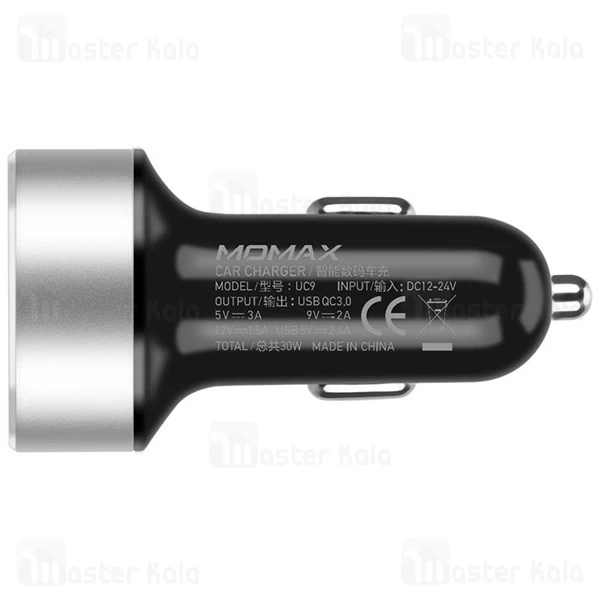 شارژر فندکی Momax UC9 Dual Port USB Qualcomm 3.0 Car Charger