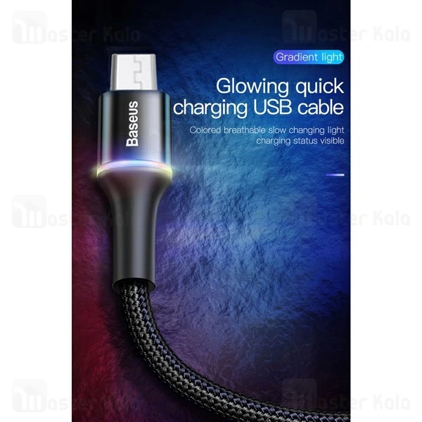 کابل میکرو یو اس بی بیسوس Baseus Halo CAMGH-D01 توان 3 آمپر و طول 25 سانتی متر