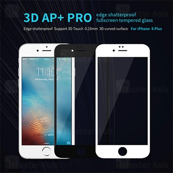 محافظ صفحه شیشه ای تمام صفحه نیلکین Apple iPhone 6 Plus / 6s Plus Nillkin 3D AP+ Pro