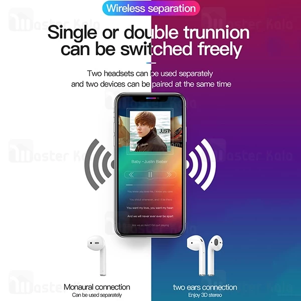 هندزفری بلوتوث دوگوش توتو TOTU EAUB-024 Glory Series مناسب آیفون و اندروید