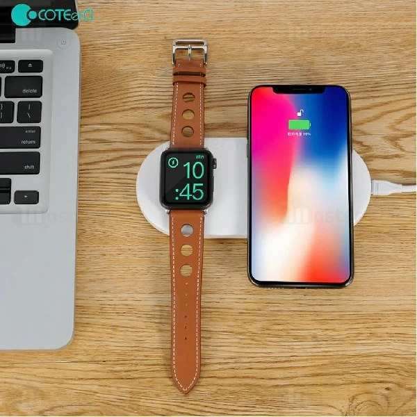 شارژر وایرلس کوتتسی Coteetci WS-7 2 in 1 Wireless 10W شارژ گوشی و اپل واچ