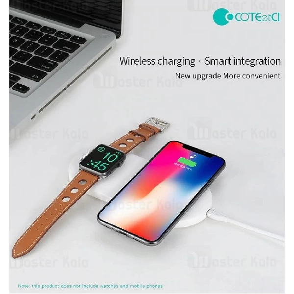 شارژر وایرلس کوتتسی Coteetci WS-7 2 in 1 Wireless 10W شارژ گوشی و اپل واچ