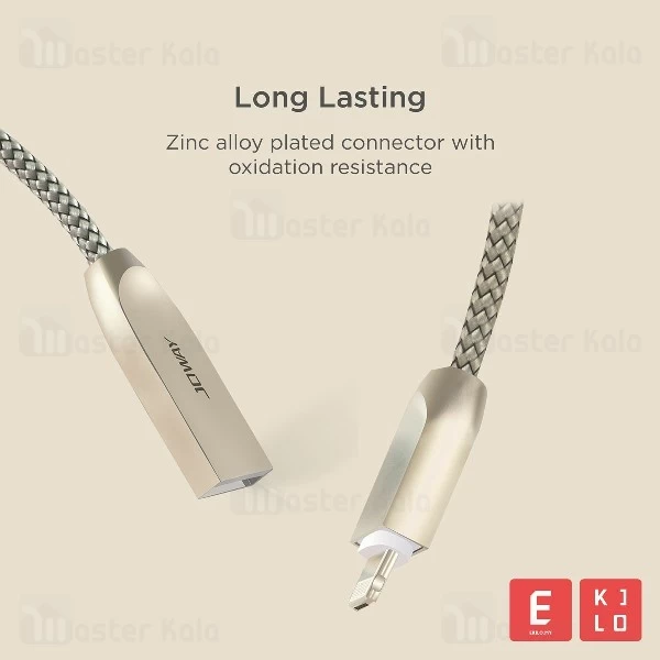 کابل دو کاره جووی JOWAY LI91 Zinc Alloy Cable توان 2 آمپر به طول 2 متر