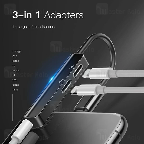 کابل تبدیل Lightning اتصال همزمان هندزفری و شارژر Baseus Audio Converter CALL52-01