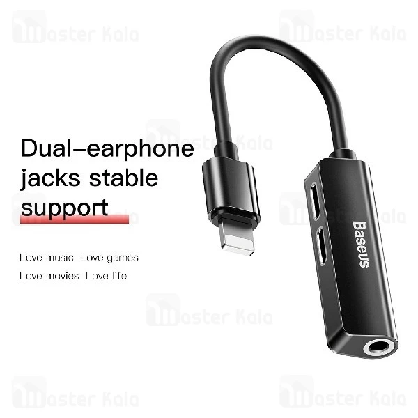 کابل تبدیل Lightning اتصال همزمان هندزفری و شارژر Baseus Audio Converter CALL52-01
