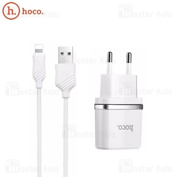 شارژر دیواری هوکو Hoco C12 Dual USB Charger توان 2.4 آمپر همراه با کابل