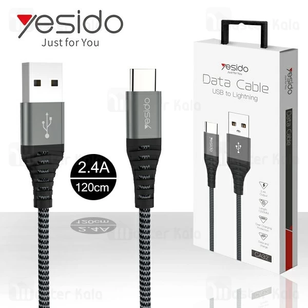 کابل Type C یسیدو Yesido CA32 Cable توان 2.4 آمپر و طول 1.2 متر