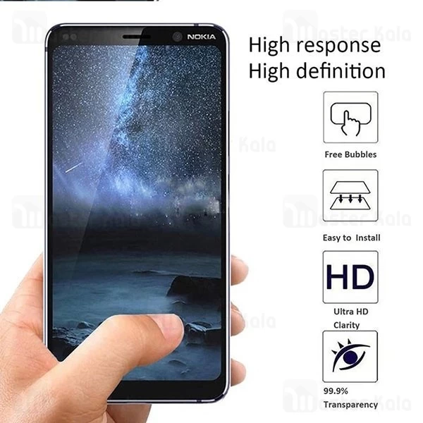 محافظ صفحه شیشه ای تمام صفحه تمام چسب نوکیا Nokia 9 PureView Glass