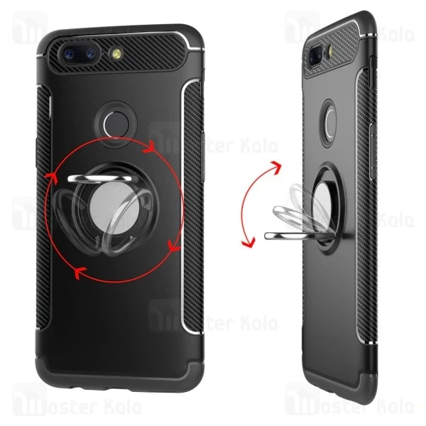 قاب OnePlus 5T Fiber Carbon Rugged Armor Magnetic Ring Case