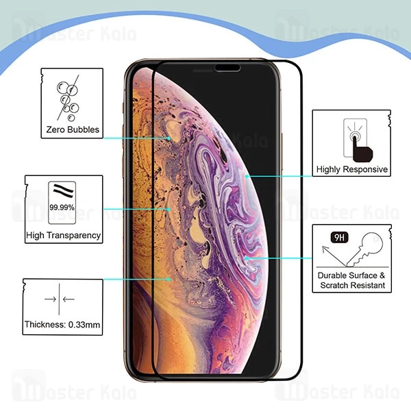 محافظ صفحه شیشه ای تمام صفحه تمام چسب آیفون Apple iPhone 11 Pro Max Mocol Glass
