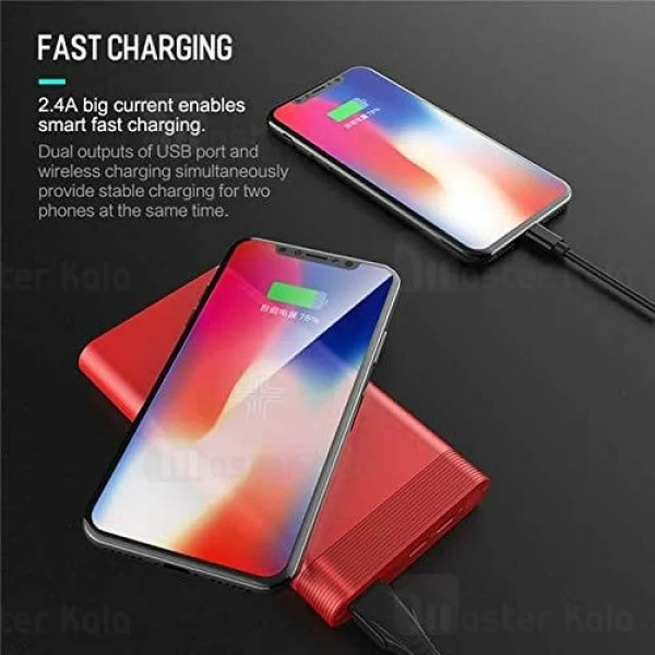 پاوربانک وایرلس 10000 میلی آمپر راک Rock RMP0385 Wireless توان 2.4 آمپر