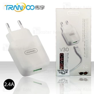 شارژر دیواری ترانیو Tranyoo V30 Charger توان 2.4 آمپر و همراه با کابل