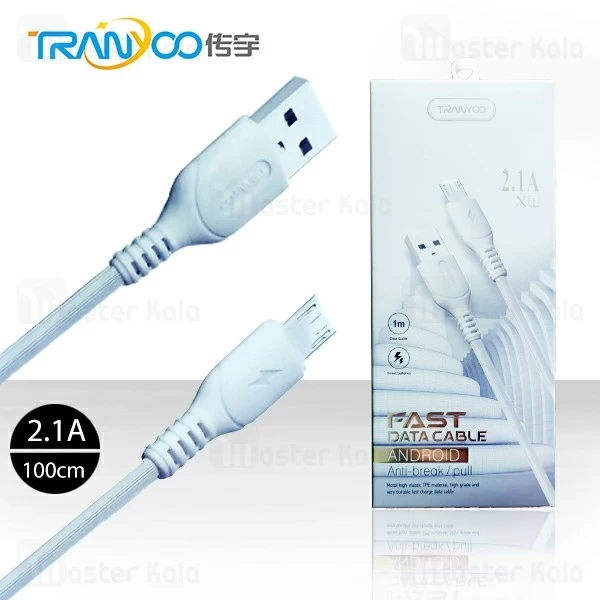 کابل میکرو یو اس بی ترانیو Tranyoo X1 New Cable توان 2.1 آمپر و طول 1 متر