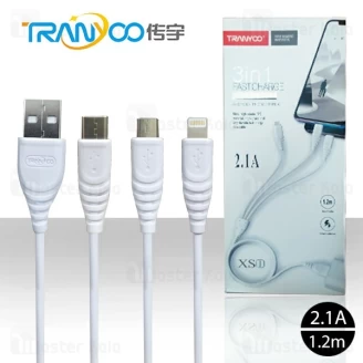 کابل سه سر ترانیو Tranyoo XS1 3 in 1 Cable توان 2.1 آمپر و طول 1.2 متر