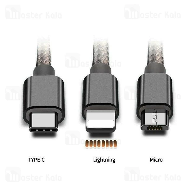 کابل سه سر باوین Bavin CB-076 3 in 1 Cable توان 2.4 آمپر و طول 1.2 متر