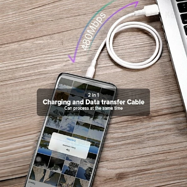 کابل لایتنینگ باوین Bavin CB130-2M USB Cable توان 2.4 آمپر و طول 2 متر