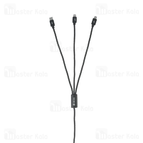 کابل سه سر دیویا Devia EC048 Pheez 3 in 1 Cable توان 2.1 آمپر و طول 1 متر