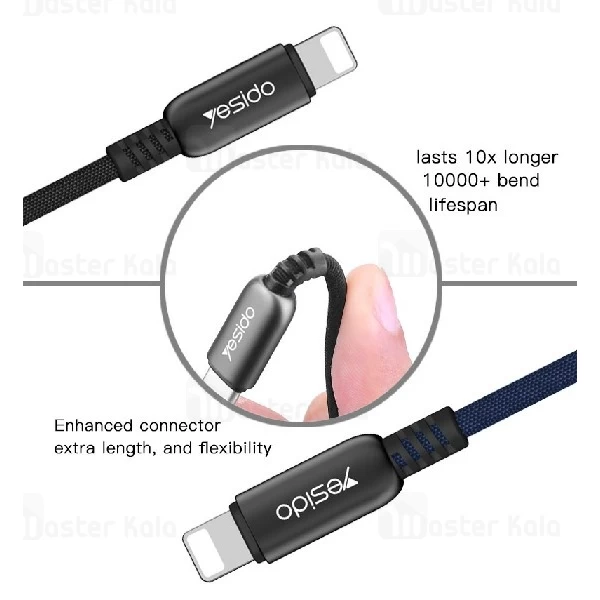 کابل لایتنینگ یسیدو Yesido CA-25 Lightning Cable توان 2.4 آمپر و طول 1.2 متر