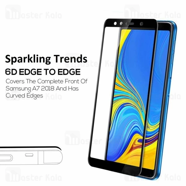 محافظ صفحه شیشه ای تمام صفحه تمام چسب سامسونگ Samsung Galaxy A7 2018 Mocol 6D Glass