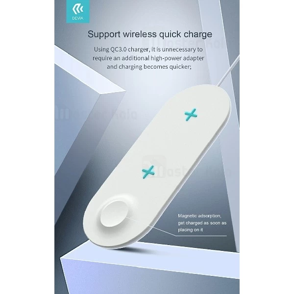 شارژر وایرلس دیویا Devia EA157 3 in 1 Wireless شارژ گوشی و اپل واچ و ایرپاد